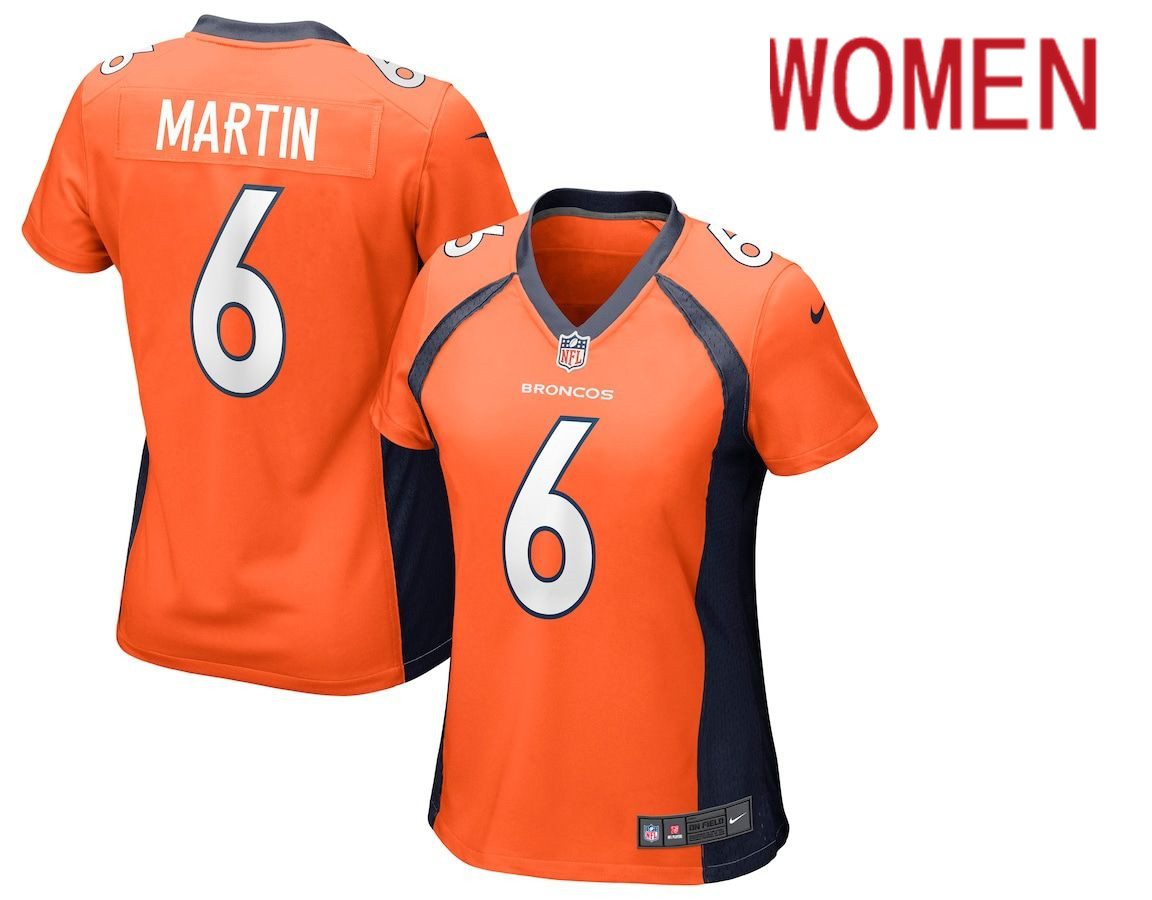 Women Denver Broncos 6 Sam Martin Nike Orange Game NFL Jersey